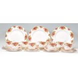 A vintage 20th Century Royal Albert Old Country Roses set of eight cups, saucers and side plates (