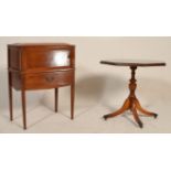 A 20th Century yew wood occasional table having an octagonal table top with walnut veneer raised
