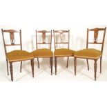 A set of 4 Victorian 19th century rosewood and marquetry inlaid dining chairs. Raised on turned legs