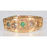 An early 20th Century Edwardian 18ct gold hallmarked gypsy ring set with two old cut diamonds and