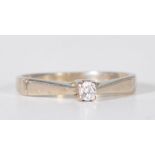 A 14ct white gold and diamond solitaire ring. Marked 585. Estimated diamond weight 0.10cts. Weight