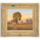 David J Young - A framed oil on canvas painting entitled 'Morning Has Broken'. Signed by David J