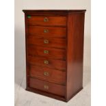 A Victorian mahogany wellington style pedestal chest of drawers. Plinth base with inset bank of