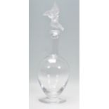 A Faberge ' The Snow Dove ' crystal decanter / carafe having a tapering bulbous form body