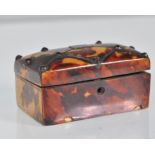 A late 19th Century miniature tortoiseshell and silver inlaid trinket / snuff box of domed