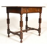A 1920's solid country oak barley twist low boy desk / side table. Raised  on barley twist legs