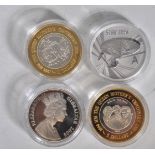 A group four silver proof commemorative coins to include a Solomon Islands Queen Mother's
