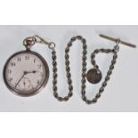 A silver hallmarked open faced pocket watch - Tacy Watch Co ' Admiral ' 1925 Birmingham assay