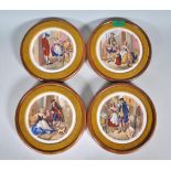 A collection of wooden framed pot lid type porcelain plaques entitled ' Cries of London ' To include