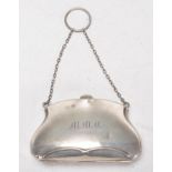 A Birmingham hallmarked silver ladies purse on chain with fitted interior dated 1916 / 1917.