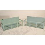 A pair of mid century enamelled metal factory - post office sorting shelves. Each of metal