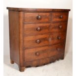 A Victorian 19th century mahogany bow front chest of drawers having 2 short over 3 deep