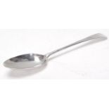 An 18th century Hester Bateman silver table spoon in Old English pattern with drop heel hallmarked