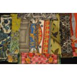 A group of ten vintage silk scarves to include British Museum, Emanuel Ungaro, PastoTimes, Jeanne