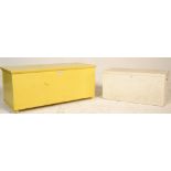 A Victorian painted pine blanket box together with another painted pine blanket box. One painted