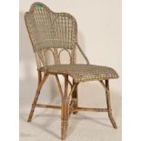 A 1930's Art Deco two two rattan weave conservatory - garden party single chair. The chequer weave