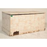 A Victorian 19th century pine blanket box with plinth base and hinged top having plain front and