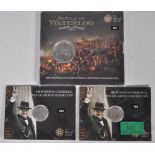 Two Sir Winston Churchill 2015 20 pound commemorative fine silver coins together with a Battle of