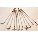 A set of vintage golf clubs most by Dai Rees, a Jo