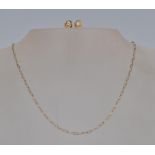 A hallmarked 9ct gold ladies necklace chain having fine fancy links with a spring ring clasp