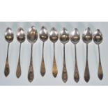 A group of stamped 830 Norwegian silver tea spoons each having engraved floral decoration to the