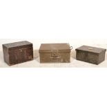A mixed group of three boxes dating from the early 20th Century to include a green metal military