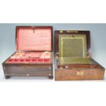 A good 19th century walnut and brass bound writing slope having a fully appointed interior with