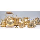 A good group of Victorian 19th Century and later brass kettles to include various types of kettles