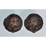 A matching pair of early 20th Century Art Nouveau silver hallmarked lady's dress buttons. Each