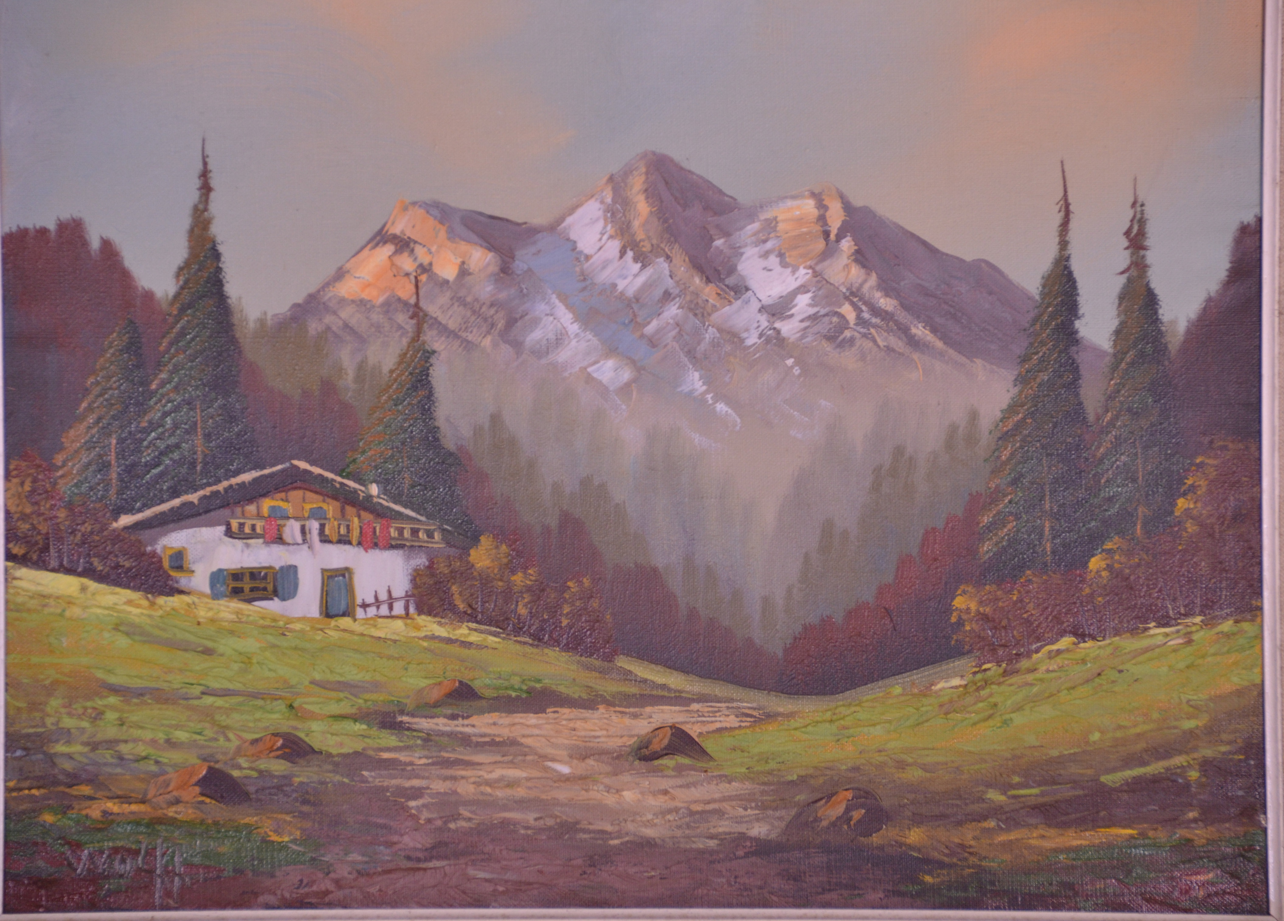 A set of 3 mid century oil on canvas landscape stu - Image 4 of 8