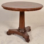 A 19th century mahogany tilt top breakfast / loo table raised on trefoil base with octagonal