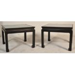 A pair of Chinese republic style black lacquered occasional / side / bedside table being raised on
