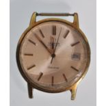 A vintage gentleman's Omega Automatic Geneve wrist watch having a silvered dial with baton