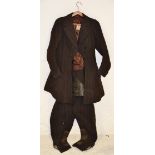 An unusual early 20th century ladies three piece wool  side sadddle riding habit set comprising