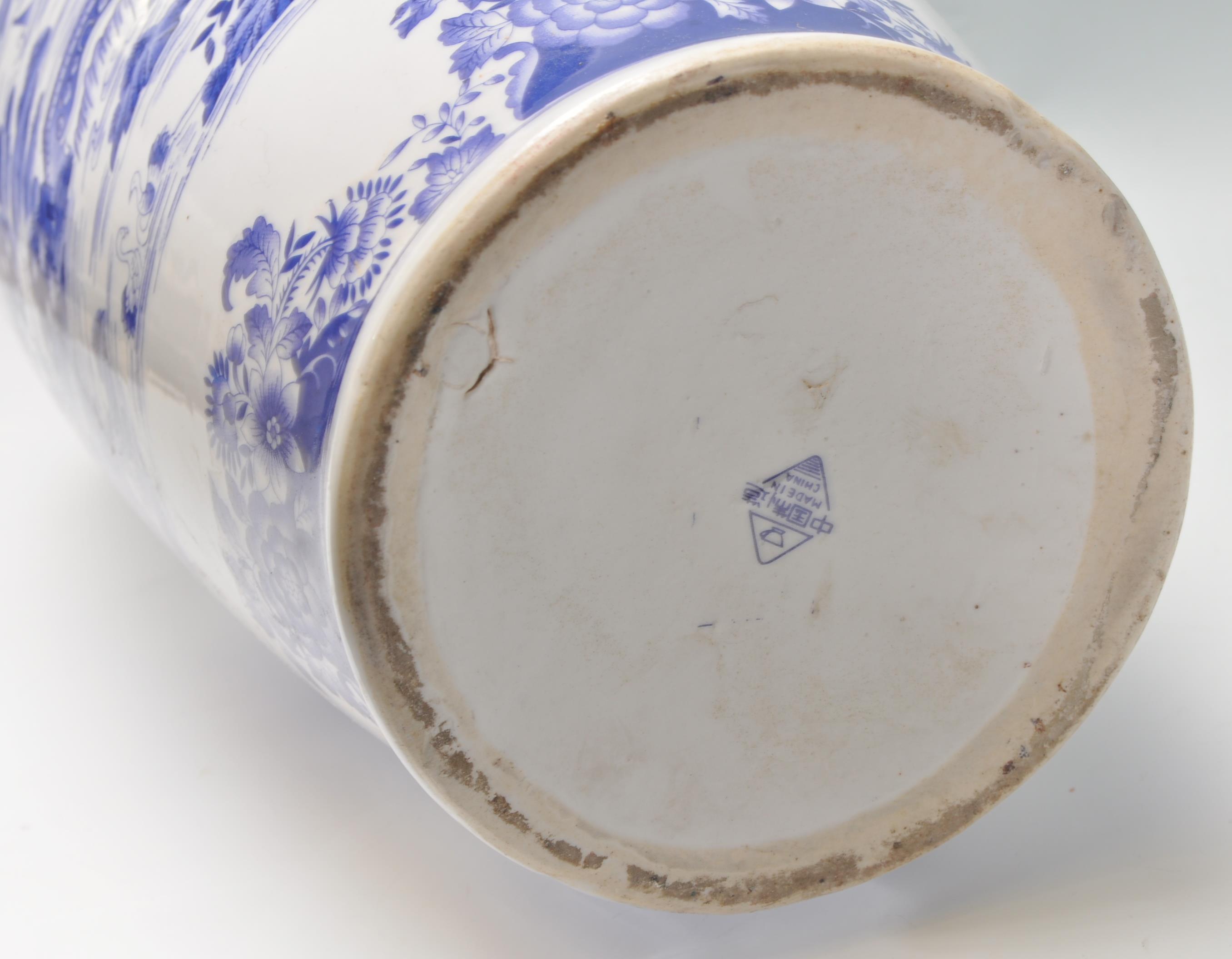 A large 20th century Chinese floor standing blue and white vase depicting fauna and birds with a - Image 6 of 6