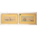 A pair of early 20th Century Italian watercolour paintings of depicting fishing boats with buildings