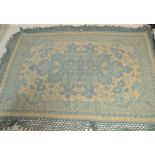 A large quilted retro 20th century  Welsh throw - blanket with lattice worked tasseled ends having