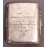 WWI FIRST WORLD WAR SOLID SILVER PRESENTATION CIGARETTE CASE