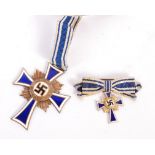 WWII GERMAN MOTHERS CROSS MEDAL & LAPEL PIN