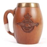 TEAK WOOD RAF ROYAL AIR FORCE MUG / TANKARD