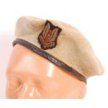 RARE WWII EARLY FREE FRENCH 3RD SAS CREAM BERET &