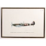 KEITH BROOMFIELD WWII RELATED SPITFIRE PRINT SIGNED BY D. BADER