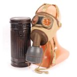 WWII SECOND WORLD WAR FRENCH GAS MASK AND GERMAN CANISTER