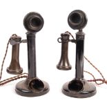 PAIR OF WWI FIRST WORLD WAR ERA CANDLESTICK TELEPH