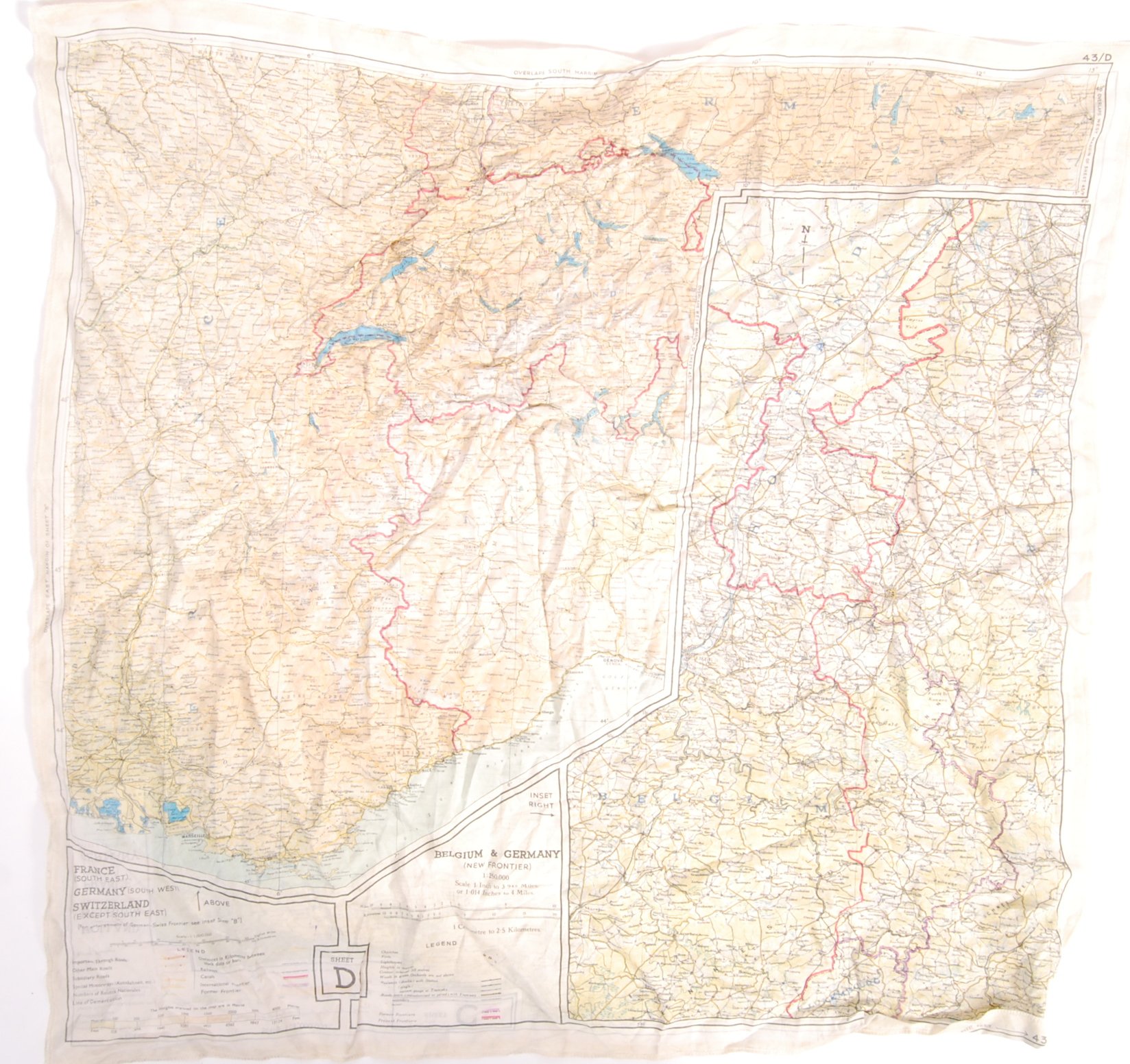 RARE WWII 1943 RAF ' ESCAPE & EVADE ' SILK MAP OF