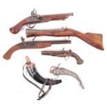 19TH CENTURY STYLE DECORATIVE REPLICA FLINT LOCK PISTOLS