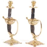 WWI GERMAN IMPERIAL ARMY STYLE SWORD HANDLE CANDLESTICKS