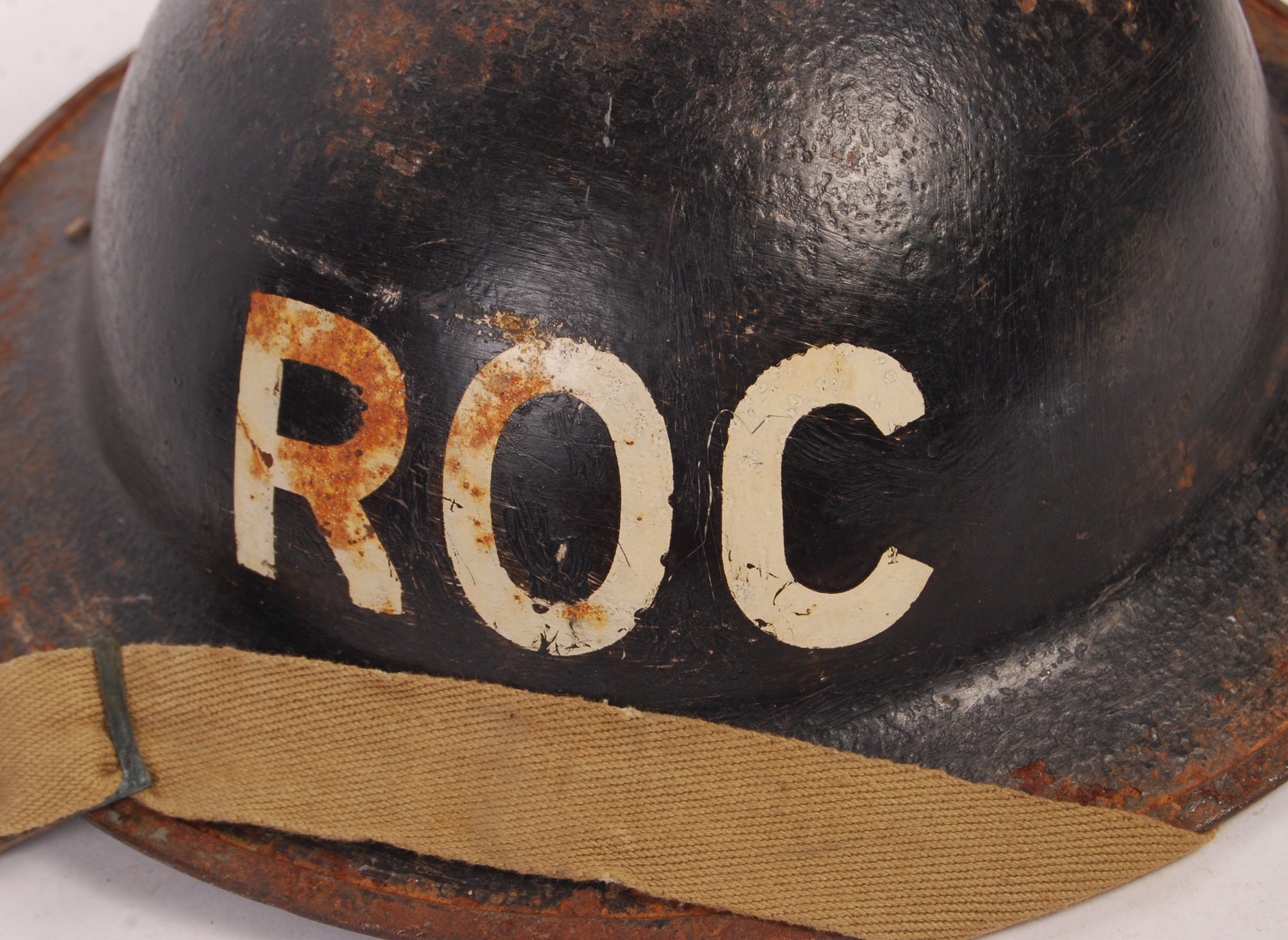 RARE WWII ROYAL OBSERVER CORPS STEEL BRODIE HELMET - Image 2 of 4