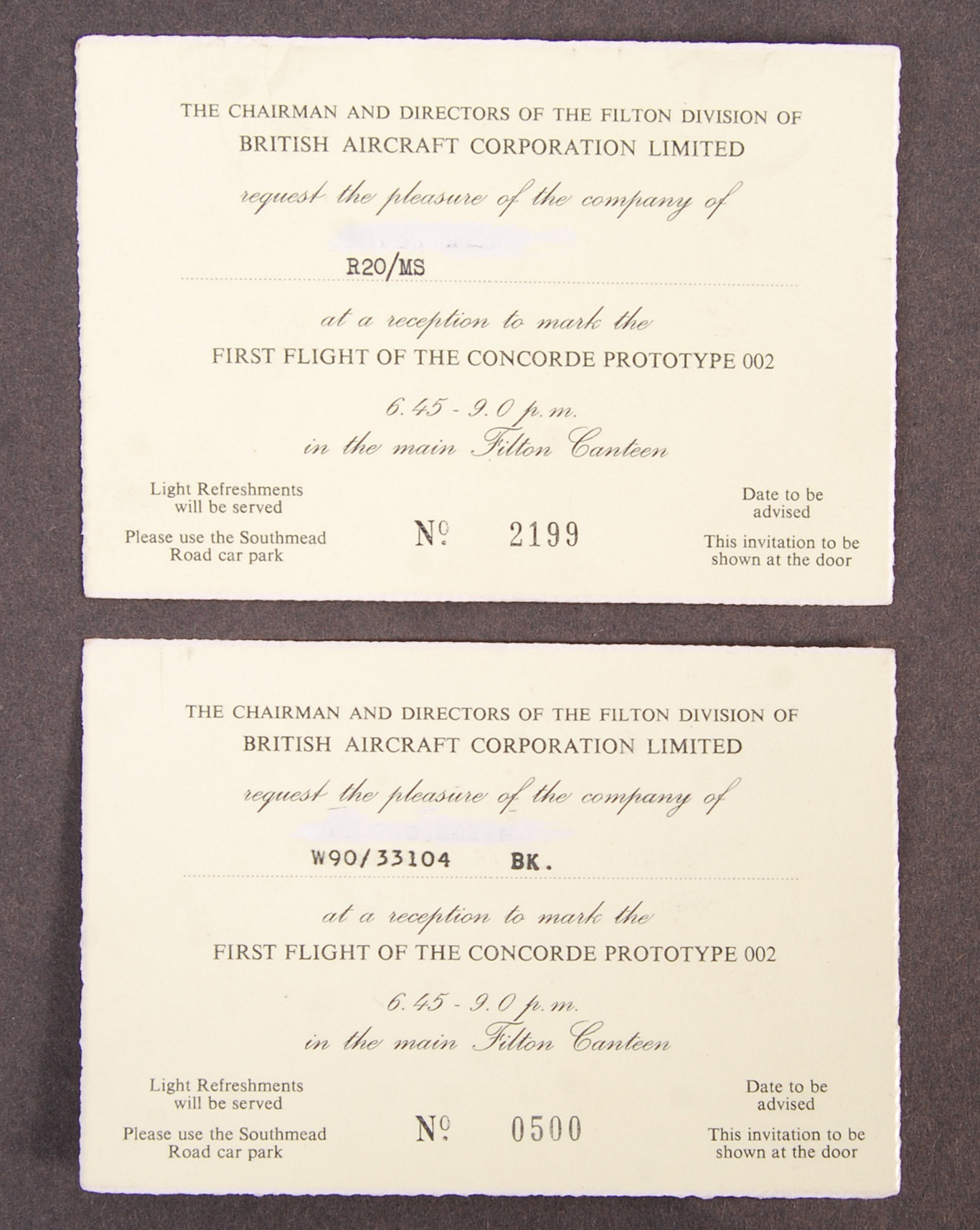 INCREDIBLE PAIR OF ORIGINAL CONCORDE CREW SIGNED TICKETS