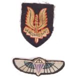 RARE ORIGINAL WWII SAS WHO DARES WINS PATCH & WING